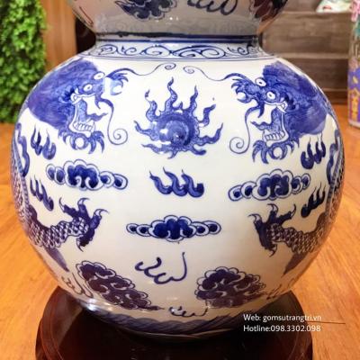 BÌNH HỒ LÔ VẼ TAY TAM LONG